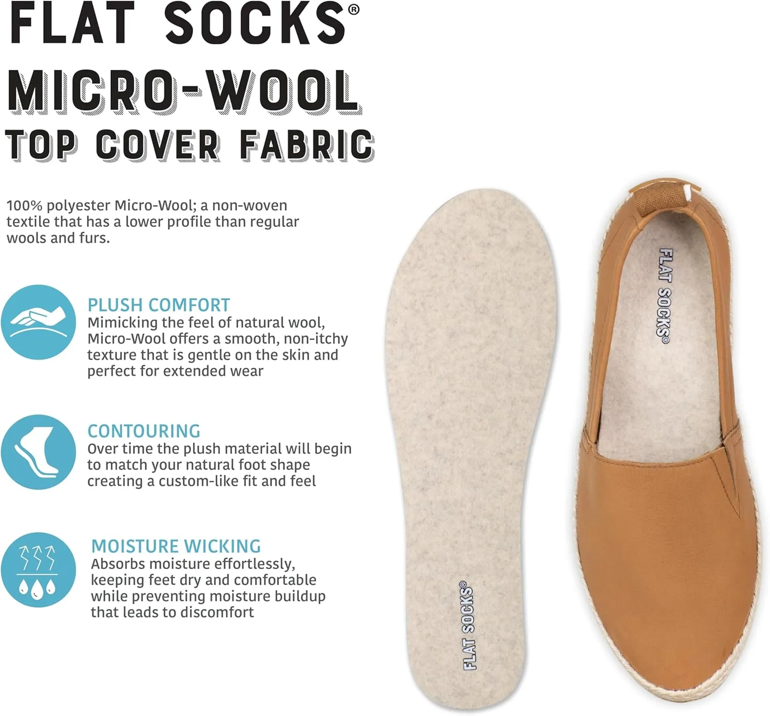 FLAT SOCKS Womens No Show Socks, Sockless Shoe Liner, No Slipping, No Stinking, Washable Barefoot Shoe Insert, Classic