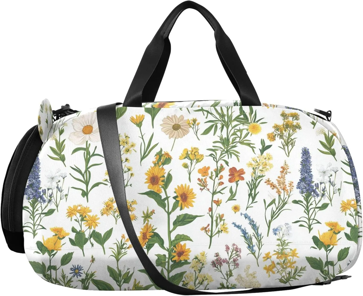 Florals Sunflower Kids Cute Gym Bag with Shoes Compartment Large Capacity Overnight Bag for Travel, Sports, Fitness & Workout