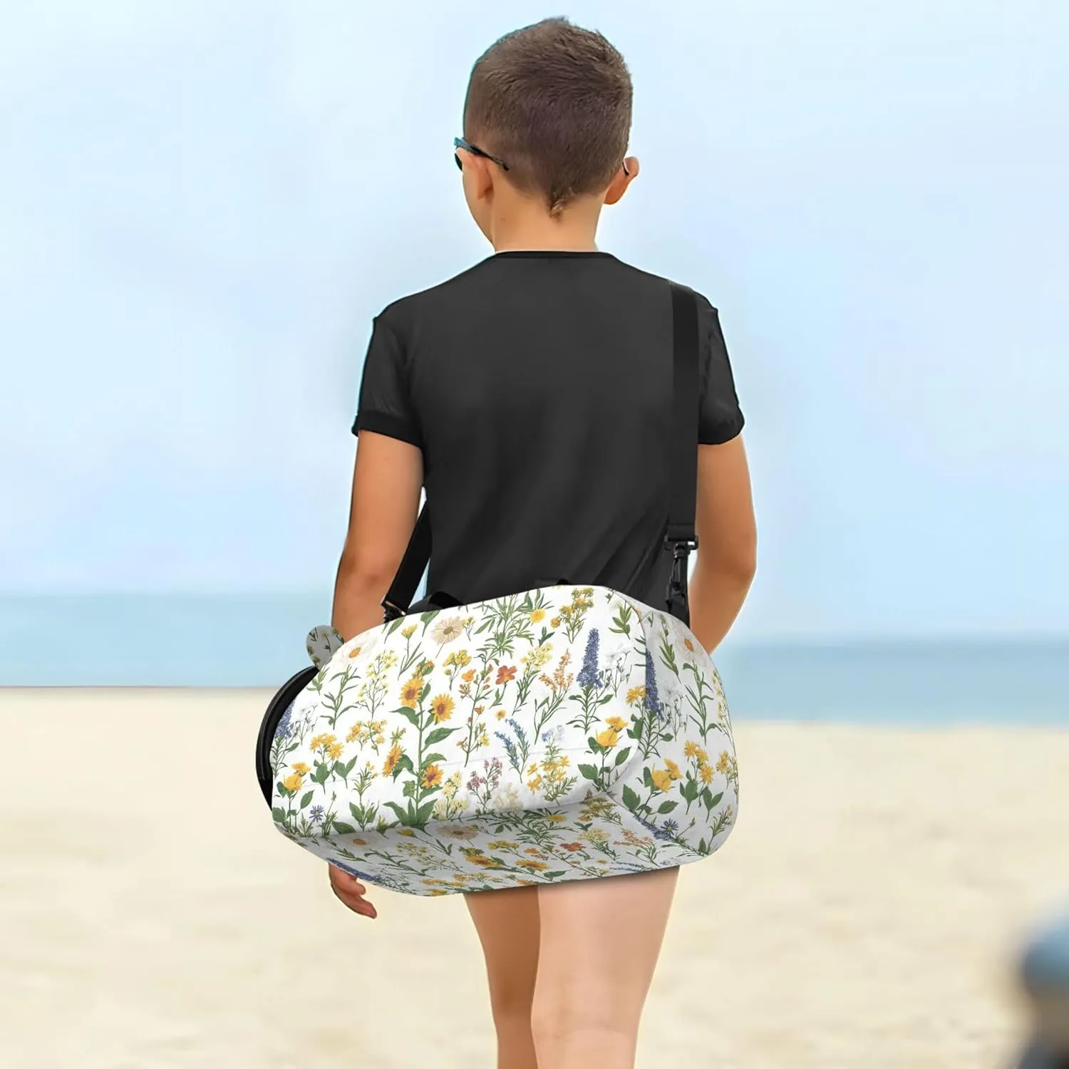 Florals Sunflower Kids Cute Gym Bag with Shoes Compartment Large Capacity Overnight Bag for Travel, Sports, Fitness & Workout