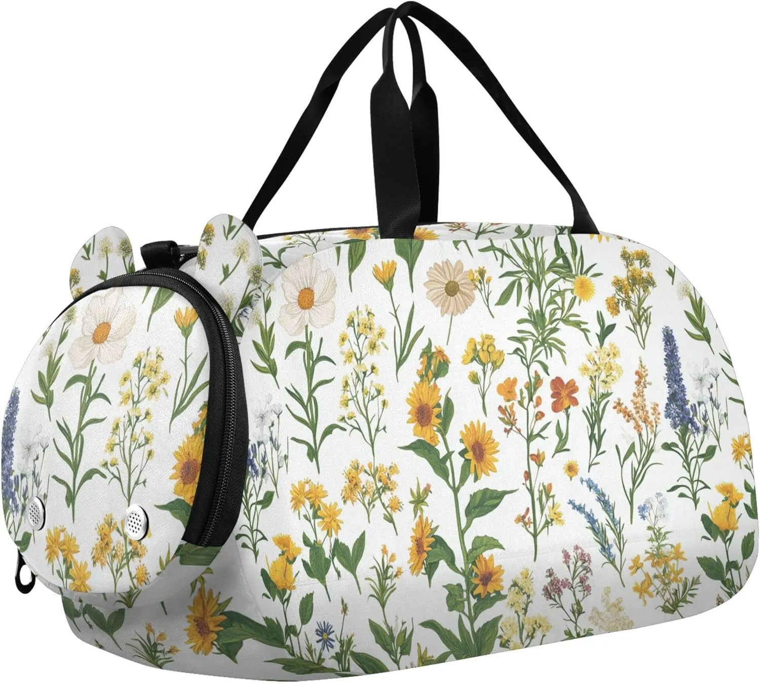 Florals Sunflower Kids Cute Gym Bag with Shoes Compartment Large Capacity Overnight Bag for Travel, Sports, Fitness & Workout
