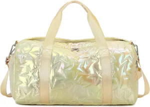 Forestfish Dance Bag For Girls, Small Gym Bag With Shoes Compartment Weekender Overnight Bag Travel Lightweight Waterproof, Gold