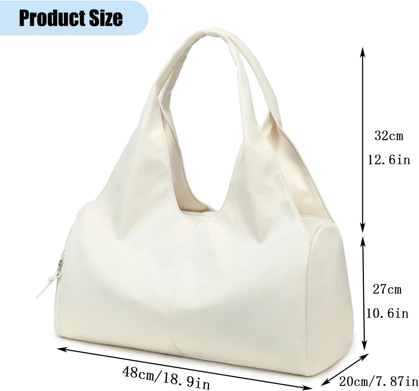 forestfish Yoga Gym Bag for Women with Shoes Compartment & Wet Dry Storage Pockets Lightweight Duffel Bag, Beige