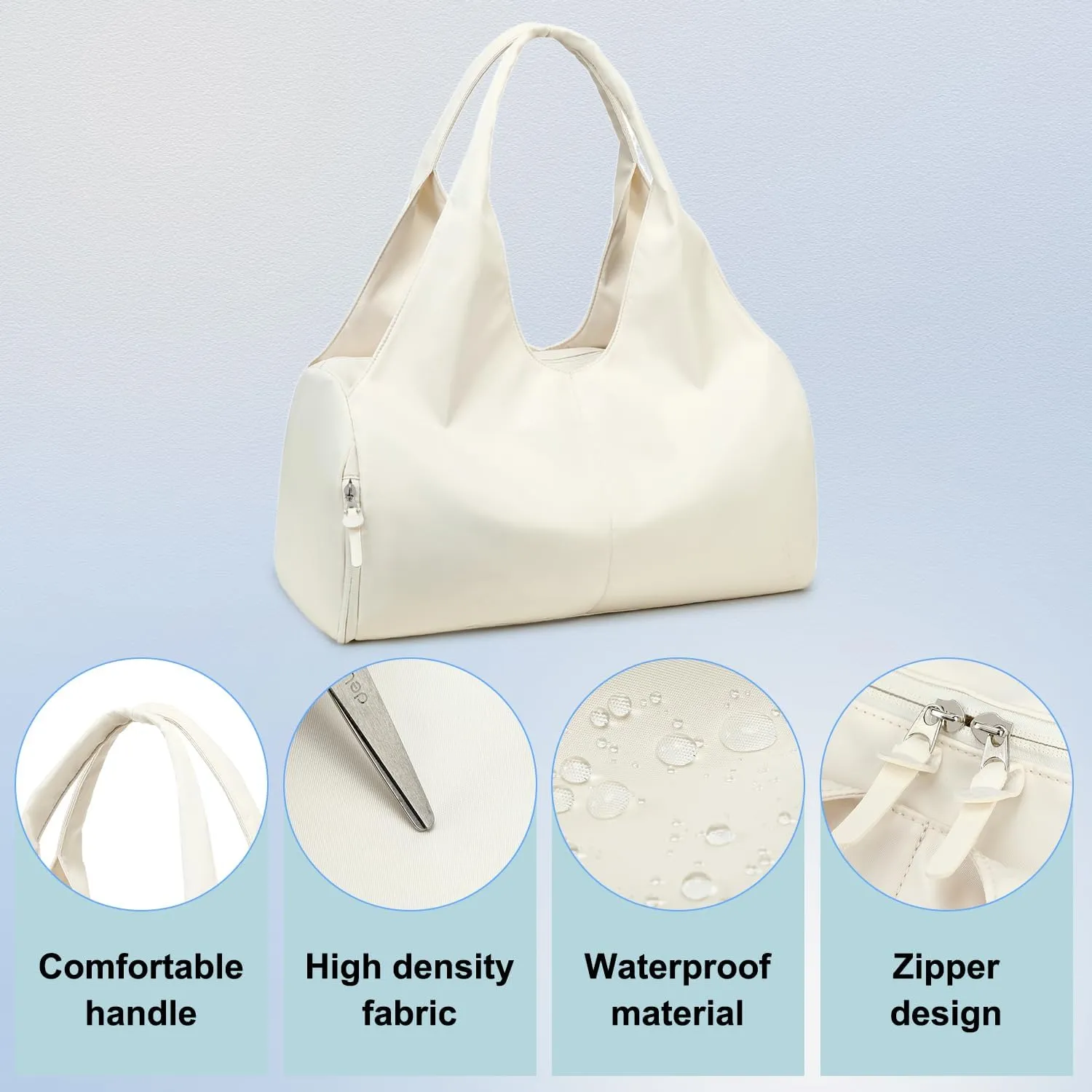 forestfish Yoga Gym Bag for Women with Shoes Compartment & Wet Dry Storage Pockets Lightweight Duffel Bag, Beige