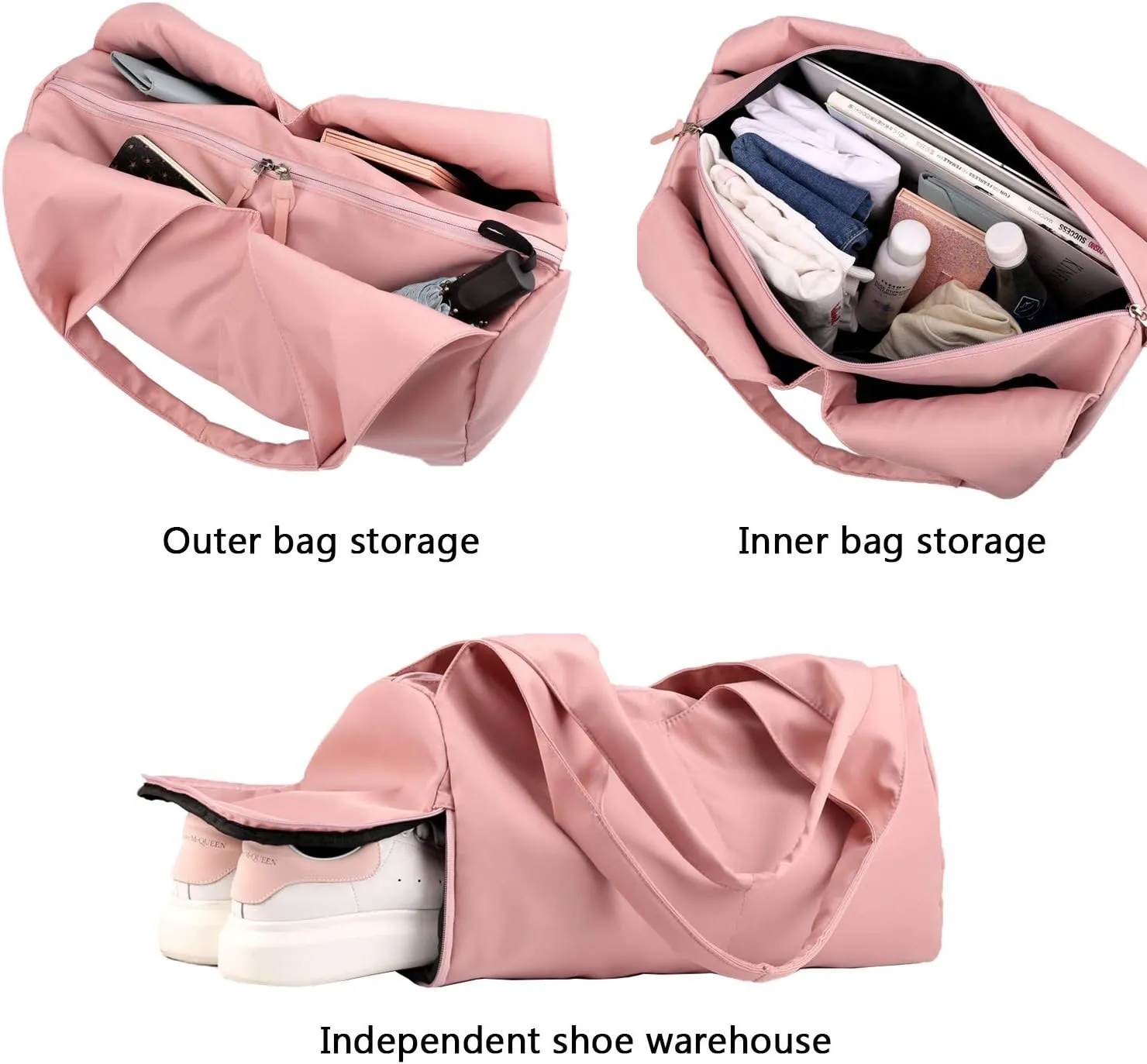 forestfish Yoga Gym Bag for Women with Shoes Compartment & Wet Dry Storage Pockets Lightweight Duffel Bag, Grey, Stylish
