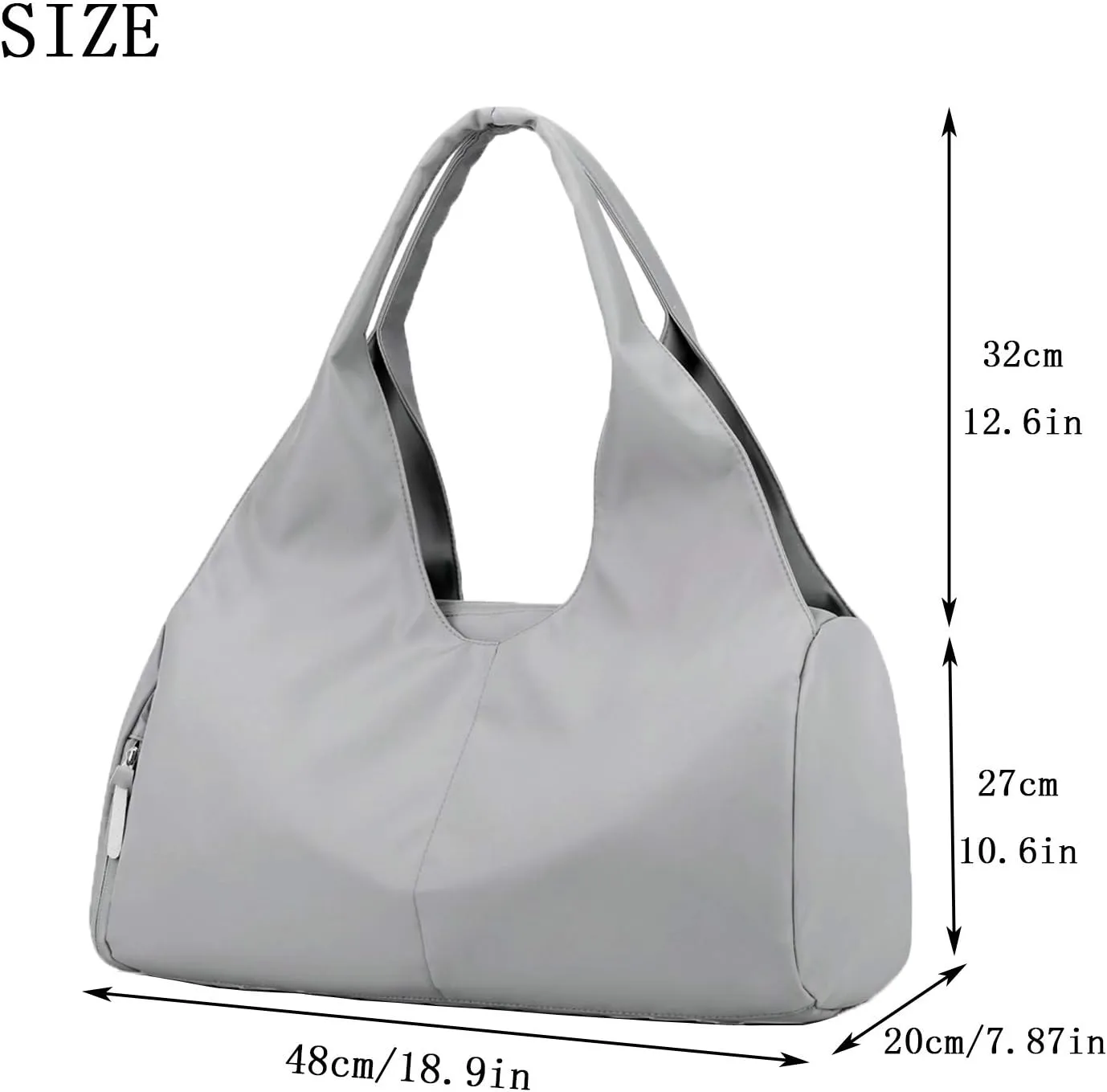 forestfish Yoga Gym Bag for Women with Shoes Compartment & Wet Dry Storage Pockets Lightweight Duffel Bag, Grey, Stylish