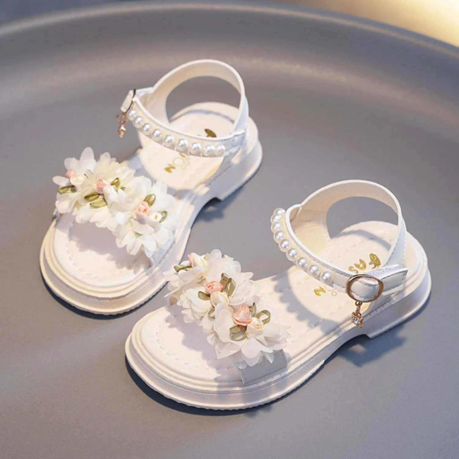 Girls Sandals, Open Toe Cute Flowers Princess Girls Flats Summer Dress Shoes Sandals for Toddler/Little Kid/Big Kid