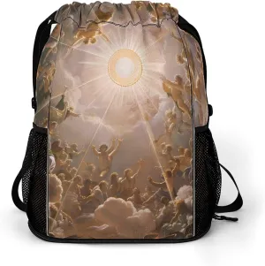 Gods Greek Mythology Drawstring Backpack String Bag Sports Gym Sackpack with Side Pocket Shoes Compartment