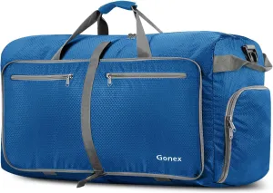 Gonex 40L 60L 80L 100L 150L Large Foldable Travel Duffle Bag with Shoes Compartment, Packable Lightweight Water Repellent Duffel Bag for Camping Gym Weekender Bag, Deep Blue, 40L, Shoes Compartment