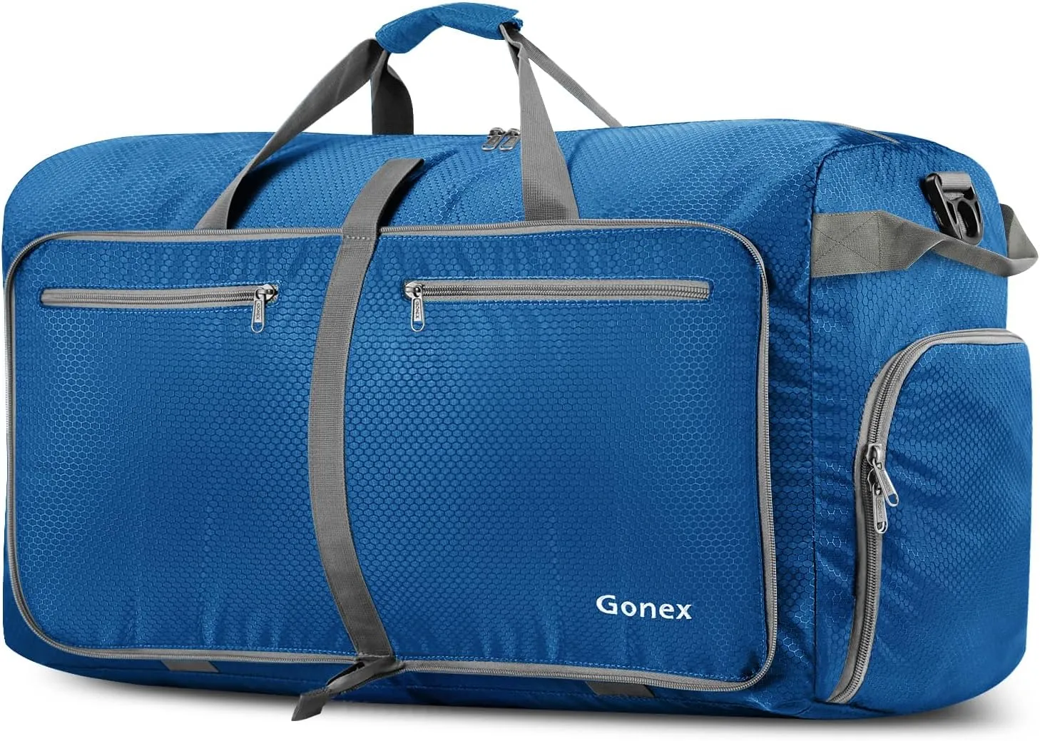 Gonex 40L 60L 80L 100L 150L Large Foldable Travel Duffle Bag with Shoes Compartment, Packable Lightweight Water Repellent Duffel Bag for Camping Gym Weekender Bag, Deep Blue, 40L, Shoes Compartment