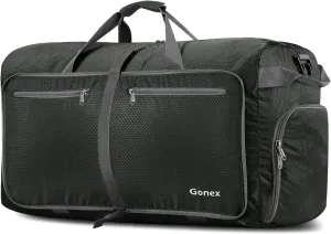 Gonex 40L 60L 80L 100L 150L Large Foldable Travel Duffle Bag with Shoes Compartment, Packable Lightweight Water Repellent Duffel Bag for Camping Gym Weekender Bag, Gray, 40L, Shoes Compartment