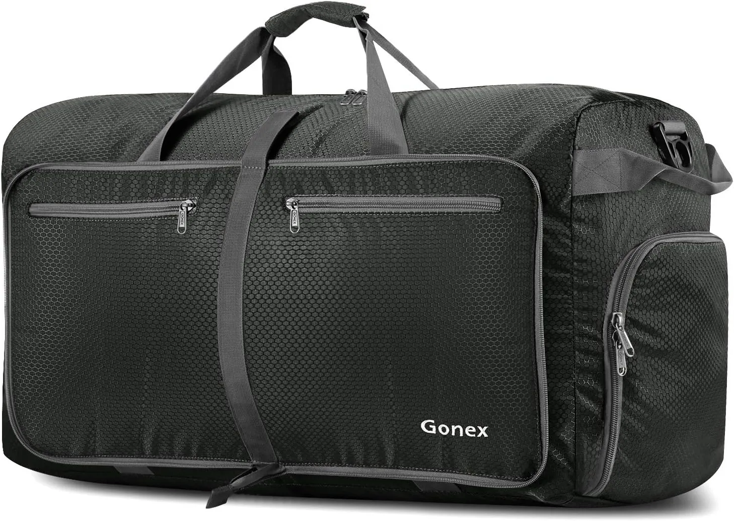 Gonex 40L 60L 80L 100L 150L Large Foldable Travel Duffle Bag with Shoes Compartment, Packable Lightweight Water Repellent Duffel Bag for Camping Gym Weekender Bag, Gray, 40L, Shoes Compartment