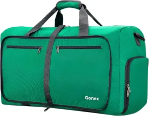 Gonex 40L 60L 80L 100L 150L Large Foldable Travel Duffle Bag with Shoes Compartment, Packable Lightweight Water Repellent Duffel Bag for Camping Gym Weekender Bag, Mint Green, 60L, Shoes Compartment