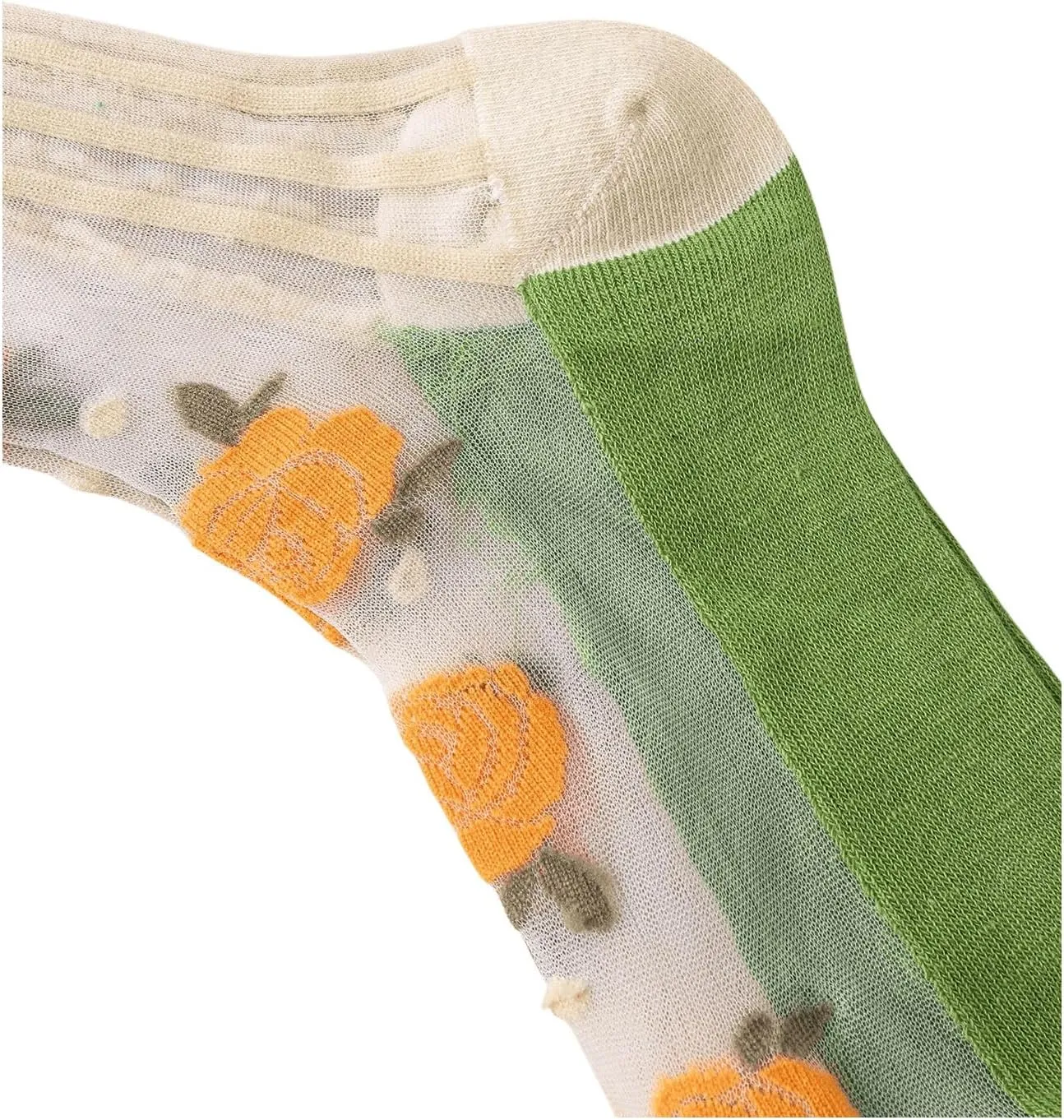 GORGLITTER Women's 4 Pairs Sheer Mesh Flower Patterned Thin Casual Crew Socks Transparent Cute Summer Socks