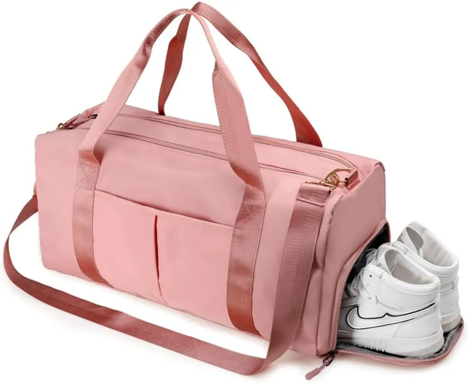 Gym Bag for Women with Wet Pocket & Shoes Compartment Waterproof Shoulder Weekender Bag Swim Sports Travel Gym Bag