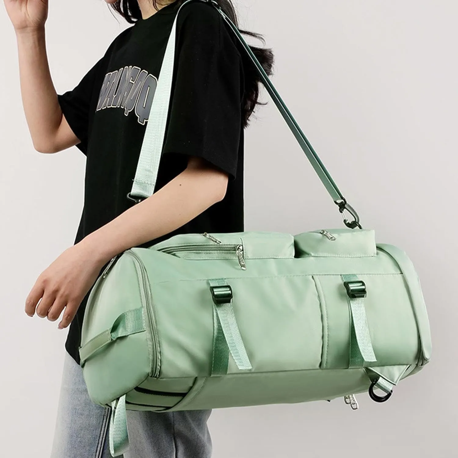 Gym Bag Women Men with Shoes Compartment & Wet Pocket Travel Duffel Bag Gym Backpack Waterproof Weekender Overnight Backpack