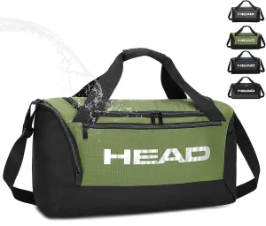 HEAD 45L Waterproof Travel Duffel Bag for Men, Large Capacity Sports Gym Bags with Shoes Compartment, Green