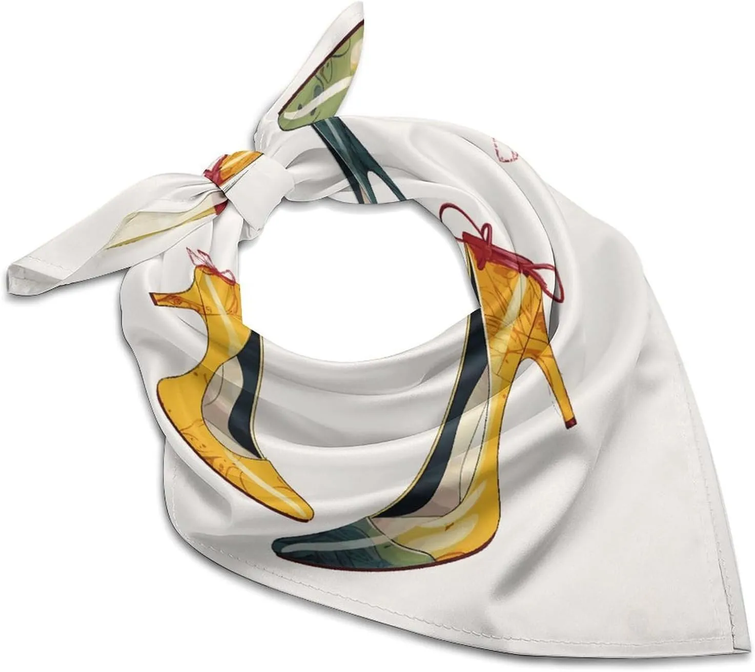 High Heel Shoes 18" Square Head Scarf Lightweight Silk Scarf for Women Soft Satin Head Scarves Large Neckerchief Fashion Bandanas Silk Headband Neck Satin Scarfs for Bag Hair Scarves Gift
