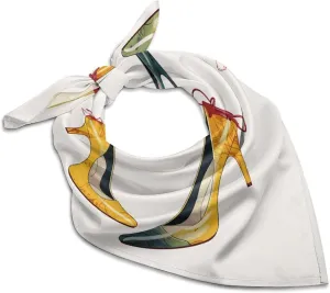 High Heel Shoes 25" Square Head Scarf Lightweight Silk Scarf for Women Soft Satin Head Scarves Large Neckerchief Fashion Bandanas Silk Headband Neck Satin Scarfs for Bag Hair Scarves Gift