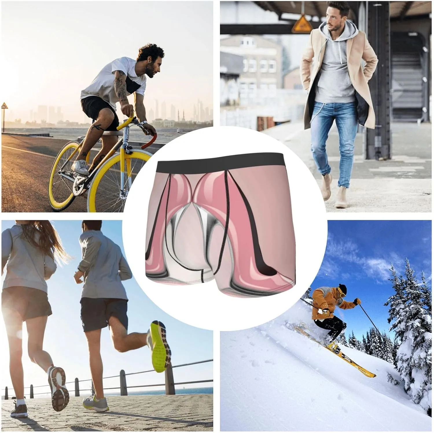 High Heel Shoes Butterfly Print Boxer Briefs For Men Breathable Underwear-