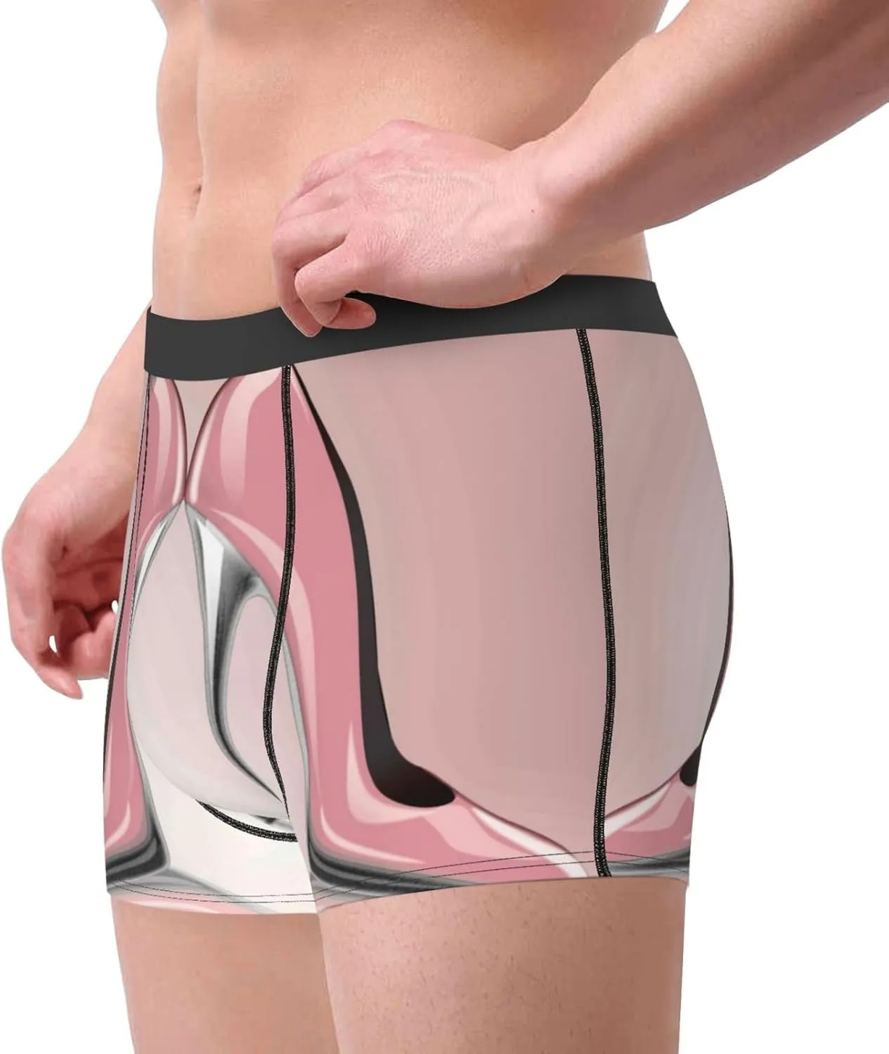High Heel Shoes Butterfly Print Boxer Briefs For Men Breathable Underwear-