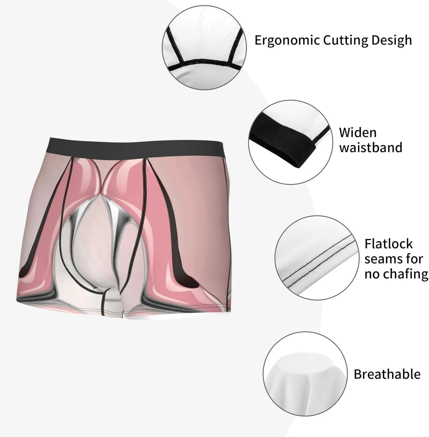 High Heel Shoes Butterfly Print Boxer Briefs For Men Breathable Underwear-