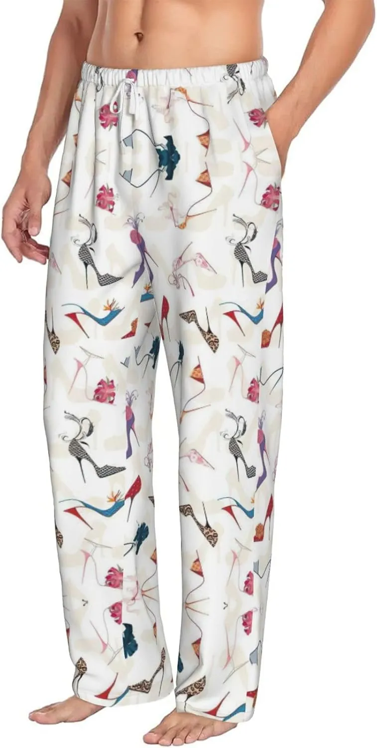 High Heel Shoes Print Men Relaxation Pajama Pants Soft Lightweight Lounge Bottoms With Drawstring Pants
