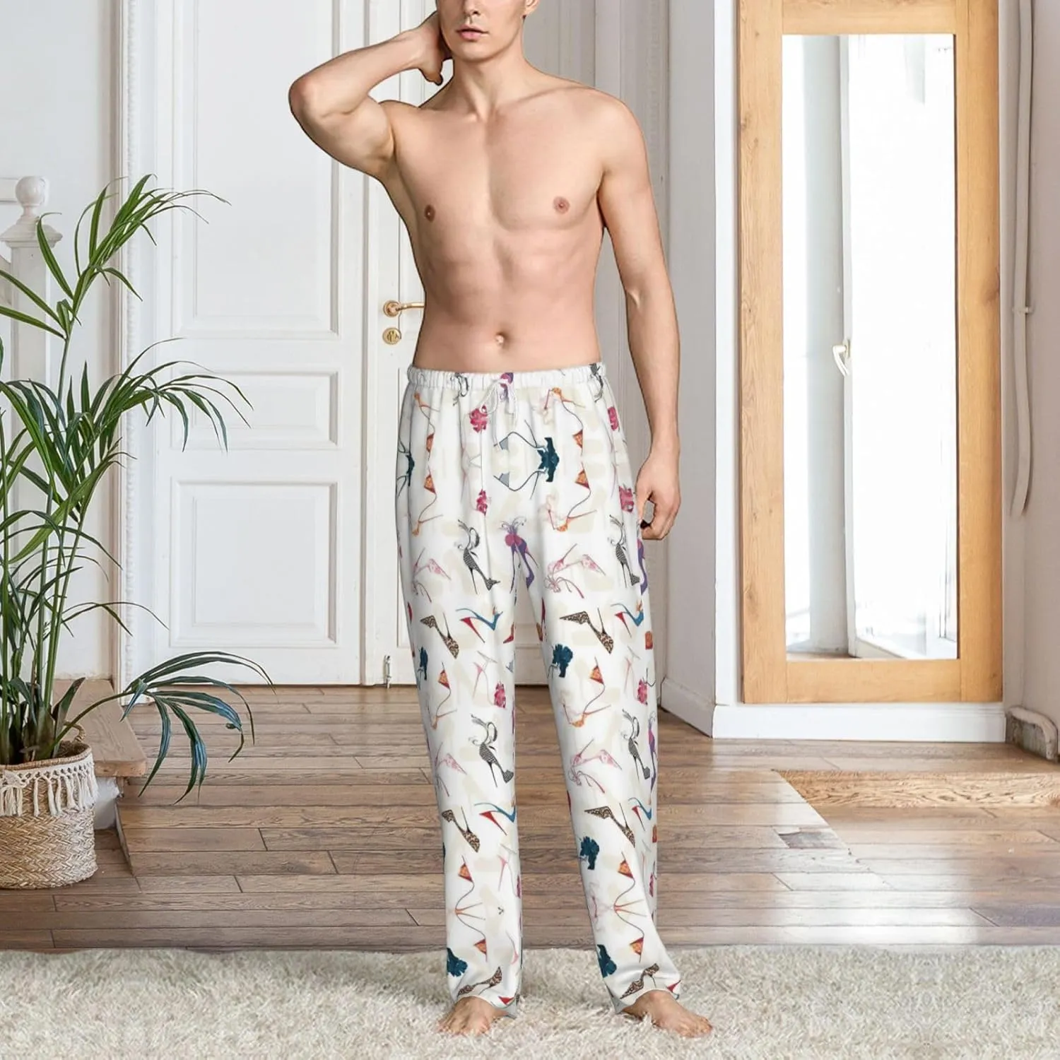 High Heel Shoes Print Men Relaxation Pajama Pants Soft Lightweight Lounge Bottoms With Drawstring Pants