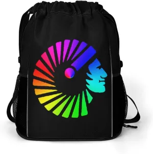 Indian Chief Drawstring Backpack String Bag Sports Gym Sackpack with Side Pocket Shoes Compartment