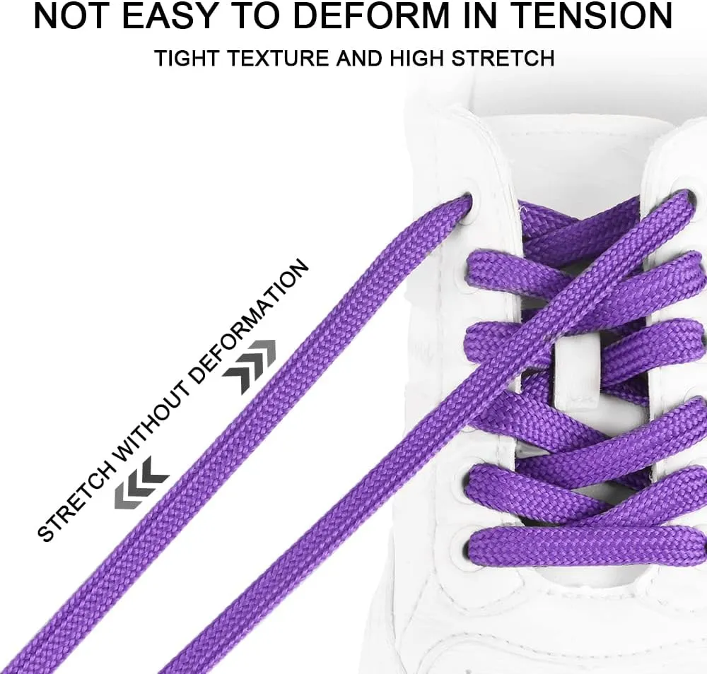 JBM 2 Pair Flat Shoe laces 5/16" Wide 47"-63" Length Shoelace for Sneakers and Athletic Shoe