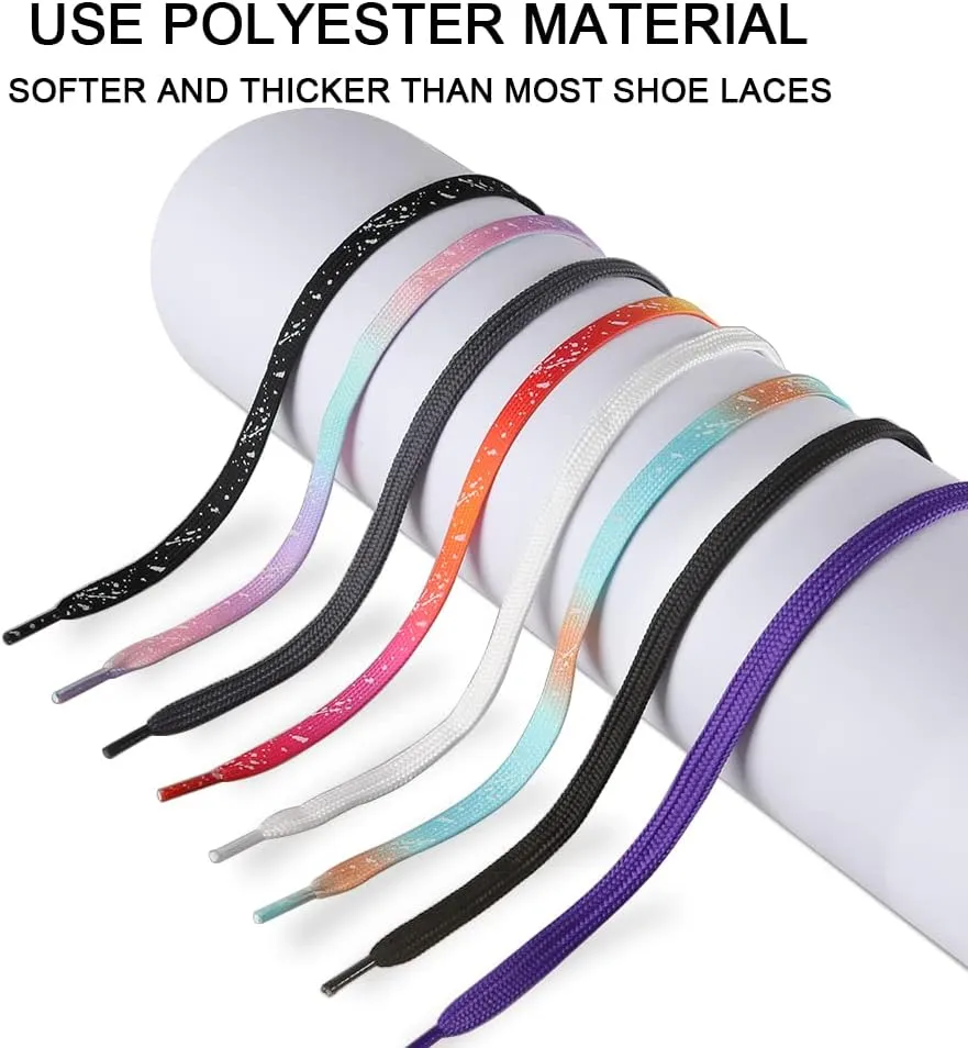 JBM 2 Pair Flat Shoe laces 5/16" Wide 47"-63" Length Shoelace for Sneakers and Athletic Shoe