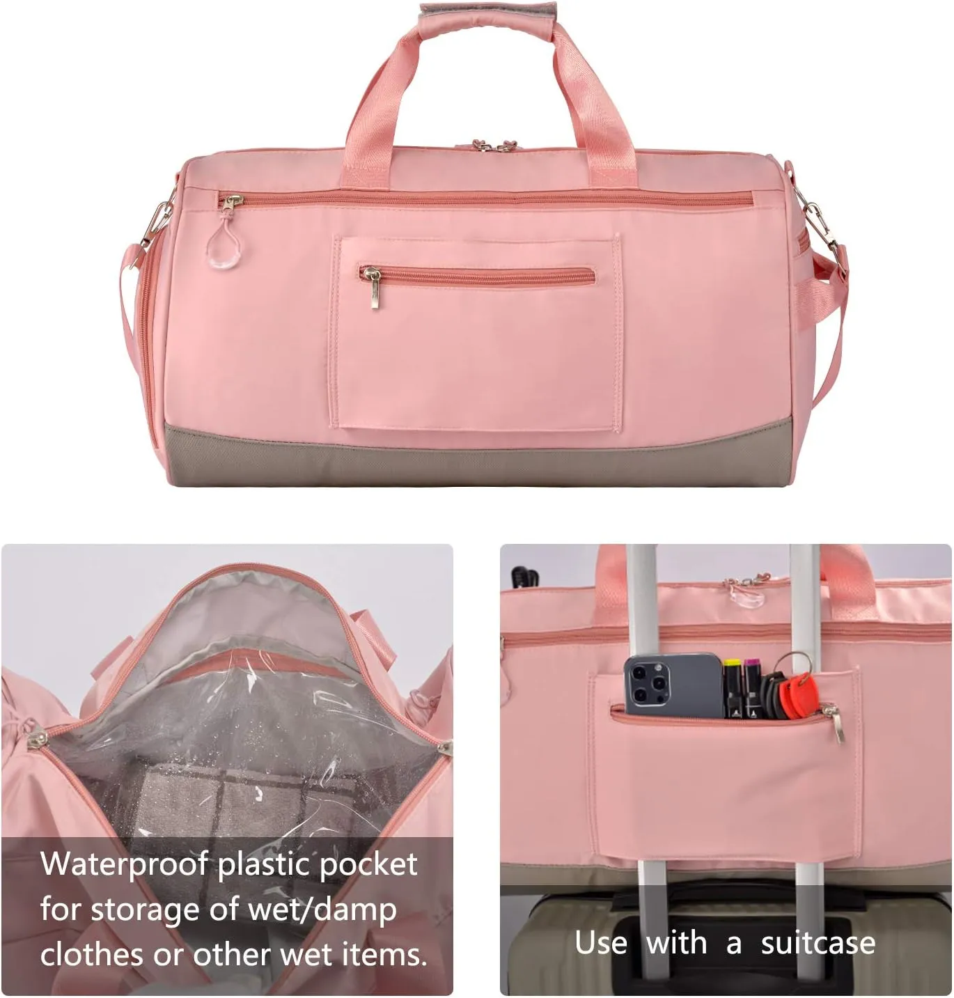 Kuston Travel Duffel Bag,45L Duffle Bag with Shoes Compartment Weekender Bag for Men Women