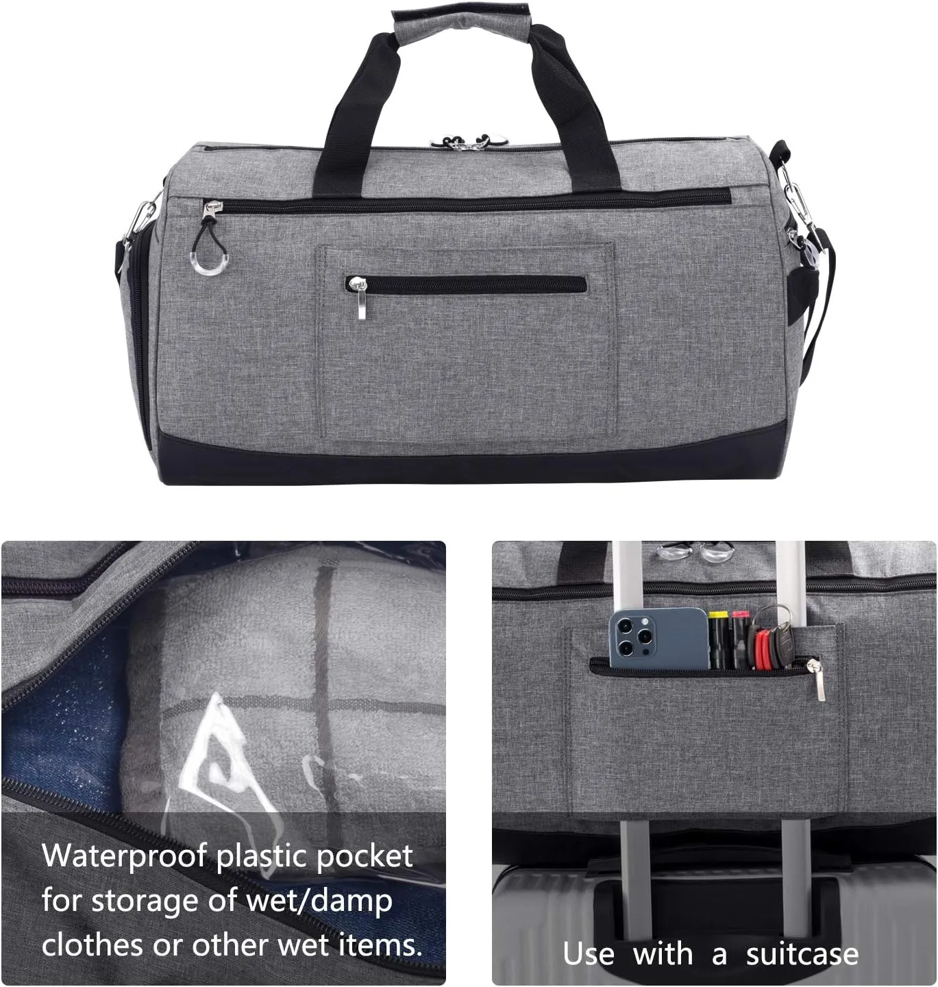 Kuston Travel Duffel Bag,45L Duffle Bag with Shoes Compartment Weekender Bag for Men Women