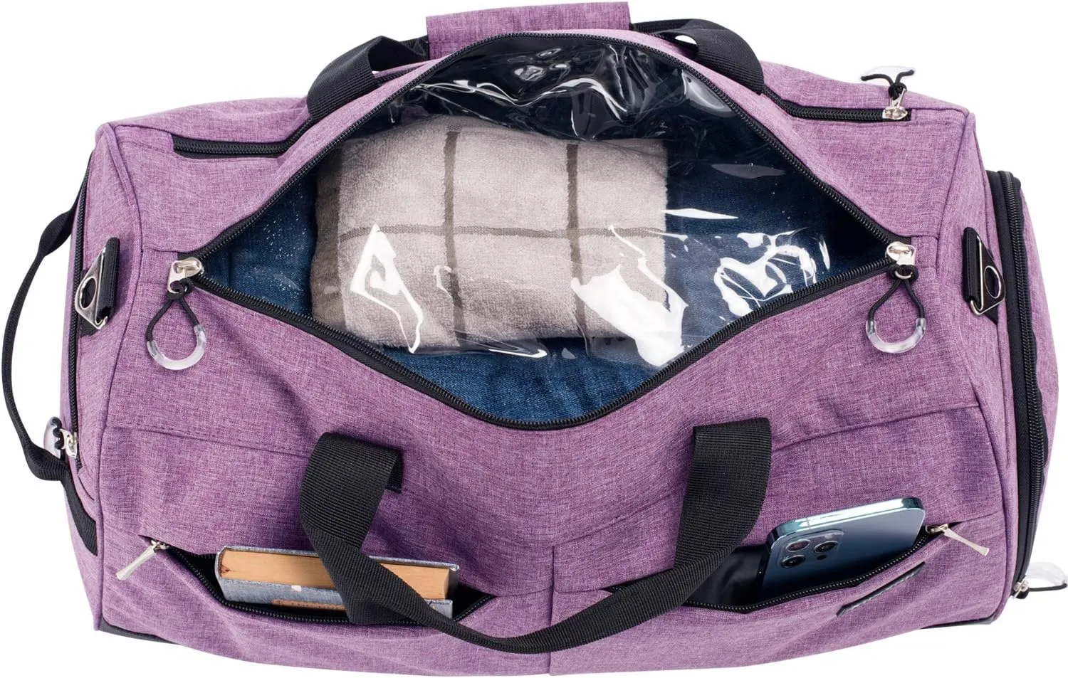 Kuston Travel Duffel Bag,45L Duffle Bag with Shoes Compartment Weekender Bag for Men Women