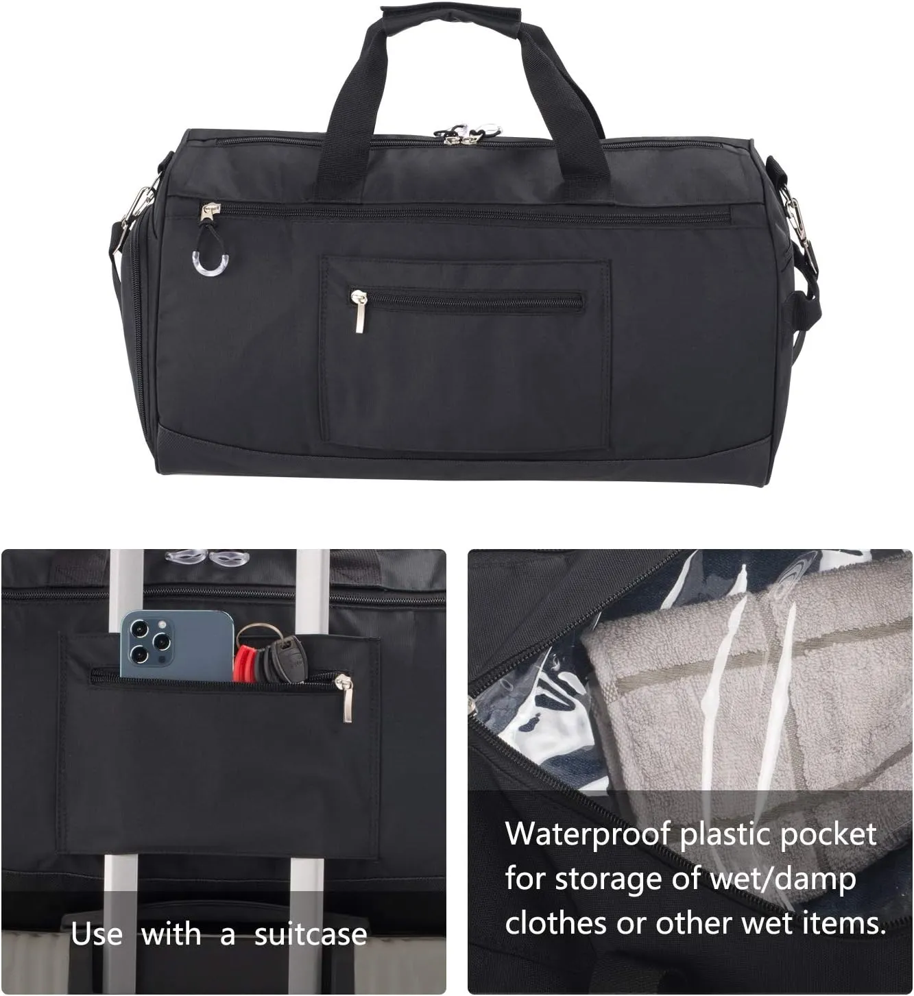 Kuston Travel Duffel Bag,45L Duffle Bag with Shoes Compartment Weekender Bag for Men Women