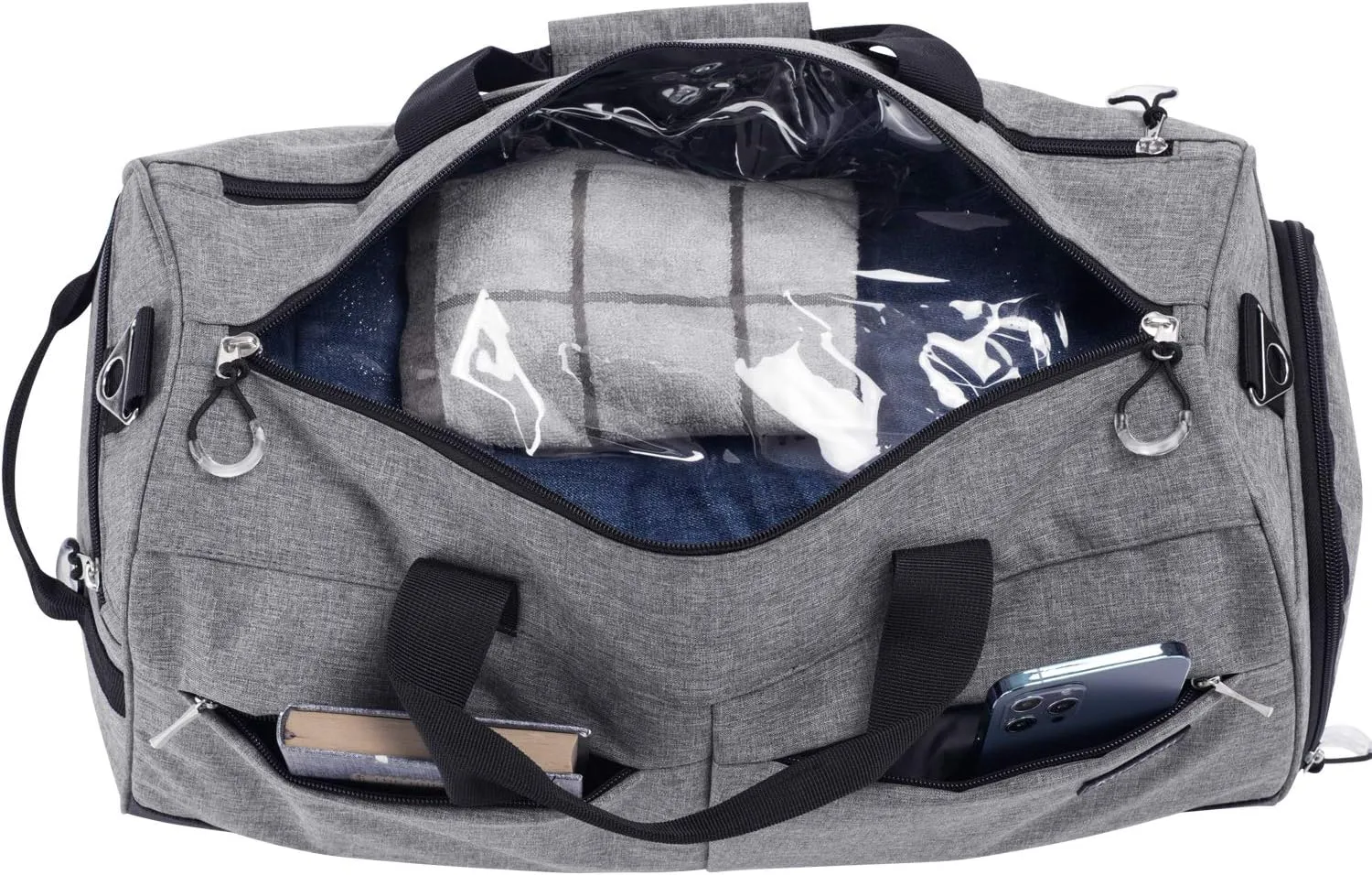Kuston Travel Duffel Bag,45L Duffle Bag with Shoes Compartment Weekender Bag for Men Women