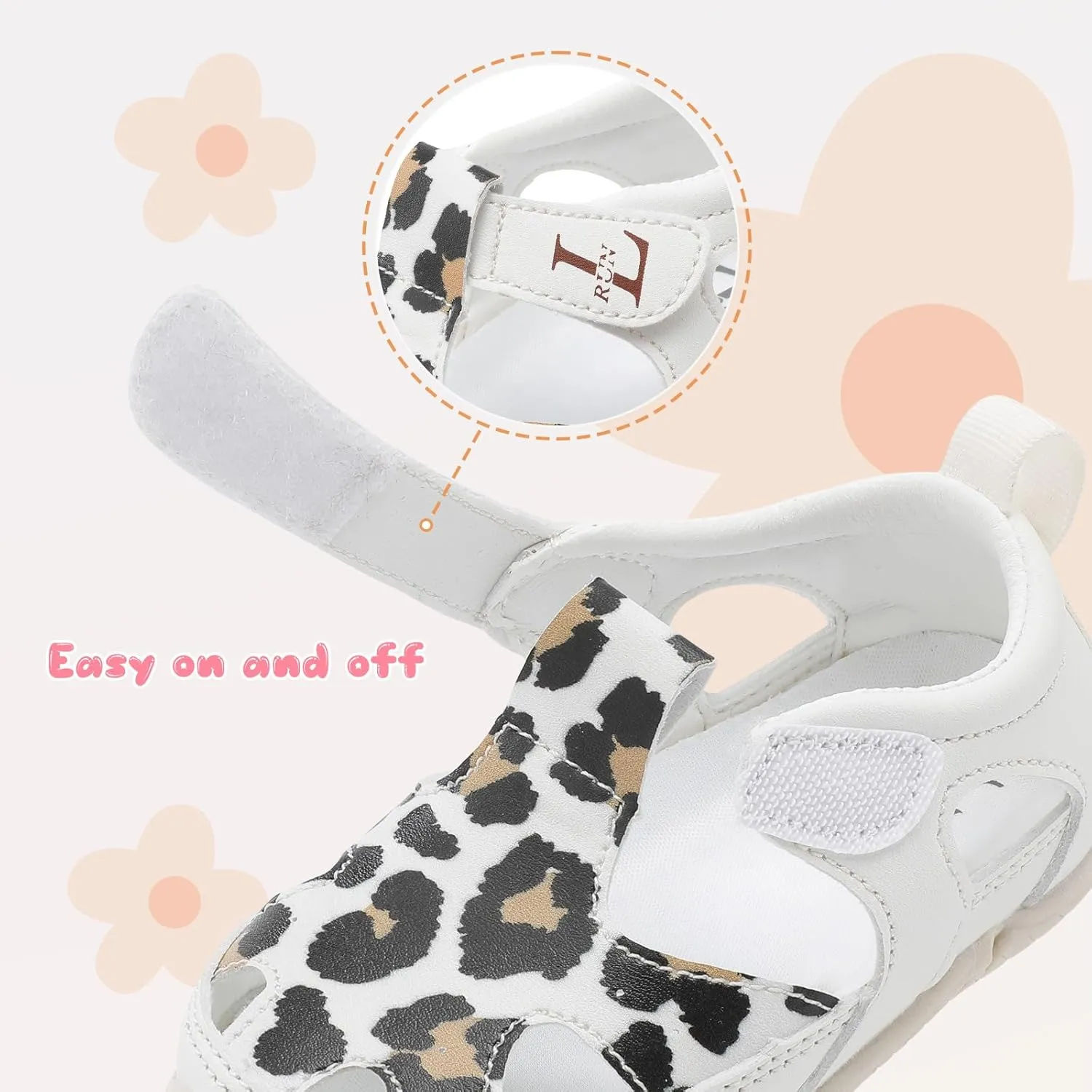 L-RUN Toddler Mary Jane Shoes Girls Casual Barefoot Sandals Breathable Princess Dress Flats Non-Slip Rubber Sole Infant First Walker Shoes for Outdoor Indoor
