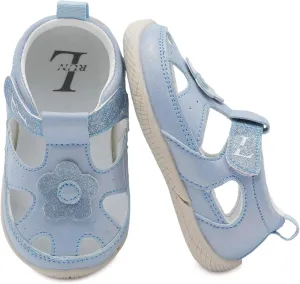 L-RUN Toddler Mary Jane Shoes Girls Casual Barefoot Sandals Breathable Princess Dress Flats Non-Slip Rubber Sole Infant First Walker Shoes for Outdoor Indoor