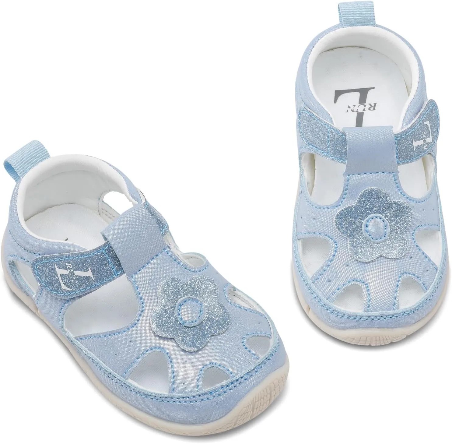 L-RUN Toddler Mary Jane Shoes Girls Casual Barefoot Sandals Breathable Princess Dress Flats Non-Slip Rubber Sole Infant First Walker Shoes for Outdoor Indoor