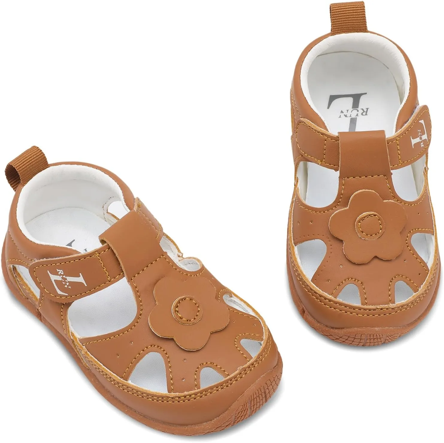 L-RUN Toddler Mary Jane Shoes Girls Casual Barefoot Sandals Breathable Princess Dress Flats Non-Slip Rubber Sole Infant First Walker Shoes for Outdoor Indoor