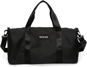 Lager Travel Duffel Bags Waterproof Gym Weekender Bags with Wet Pocket and Shoes Compartment Black