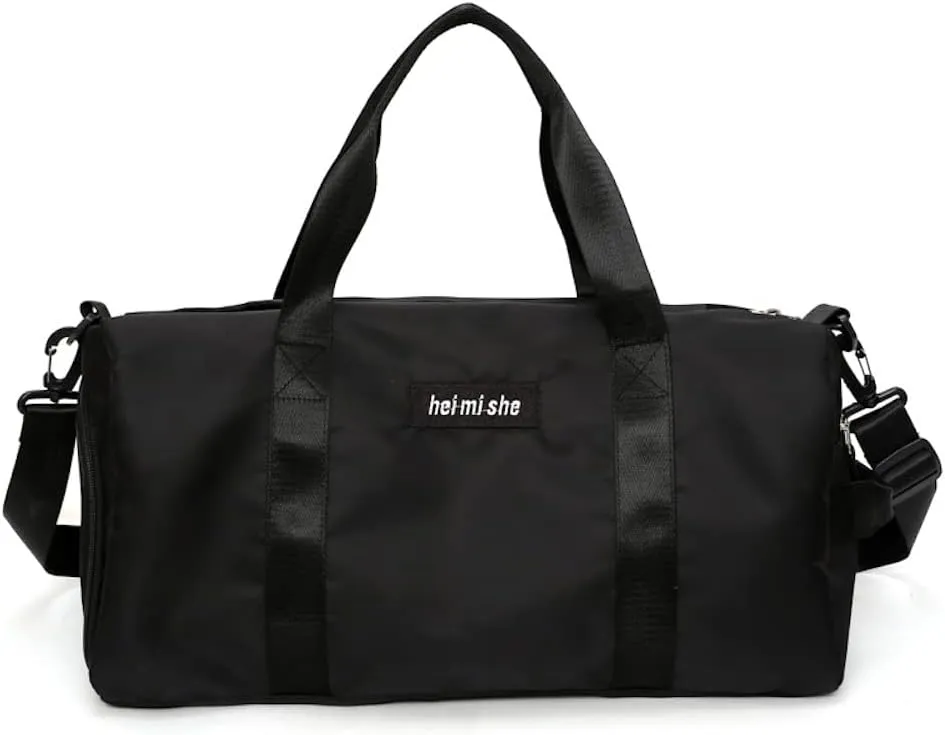 Lager Travel Duffel Bags Waterproof Gym Weekender Bags with Wet Pocket and Shoes Compartment Black
