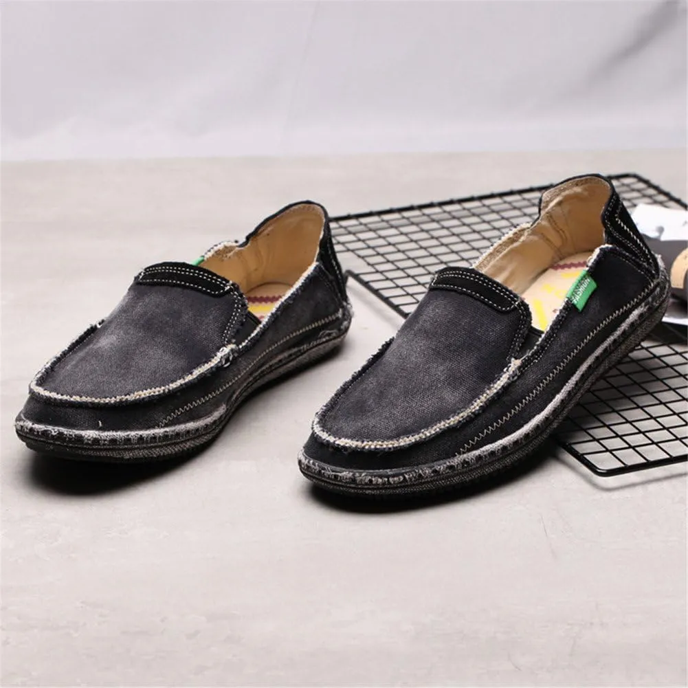 LEADER SHOW Men's Casual Slip On Flat Loafers Comfortable Walking Canvas Boat Driving Shoes