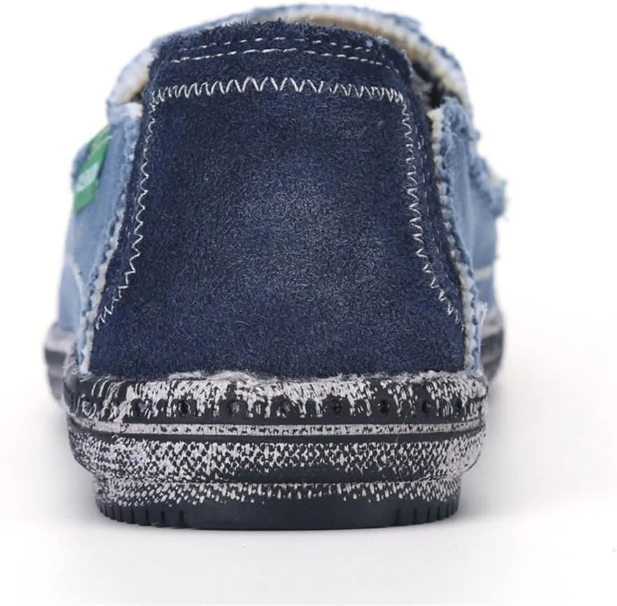 LEADER SHOW Men's Casual Slip On Flat Loafers Comfortable Walking Canvas Boat Driving Shoes