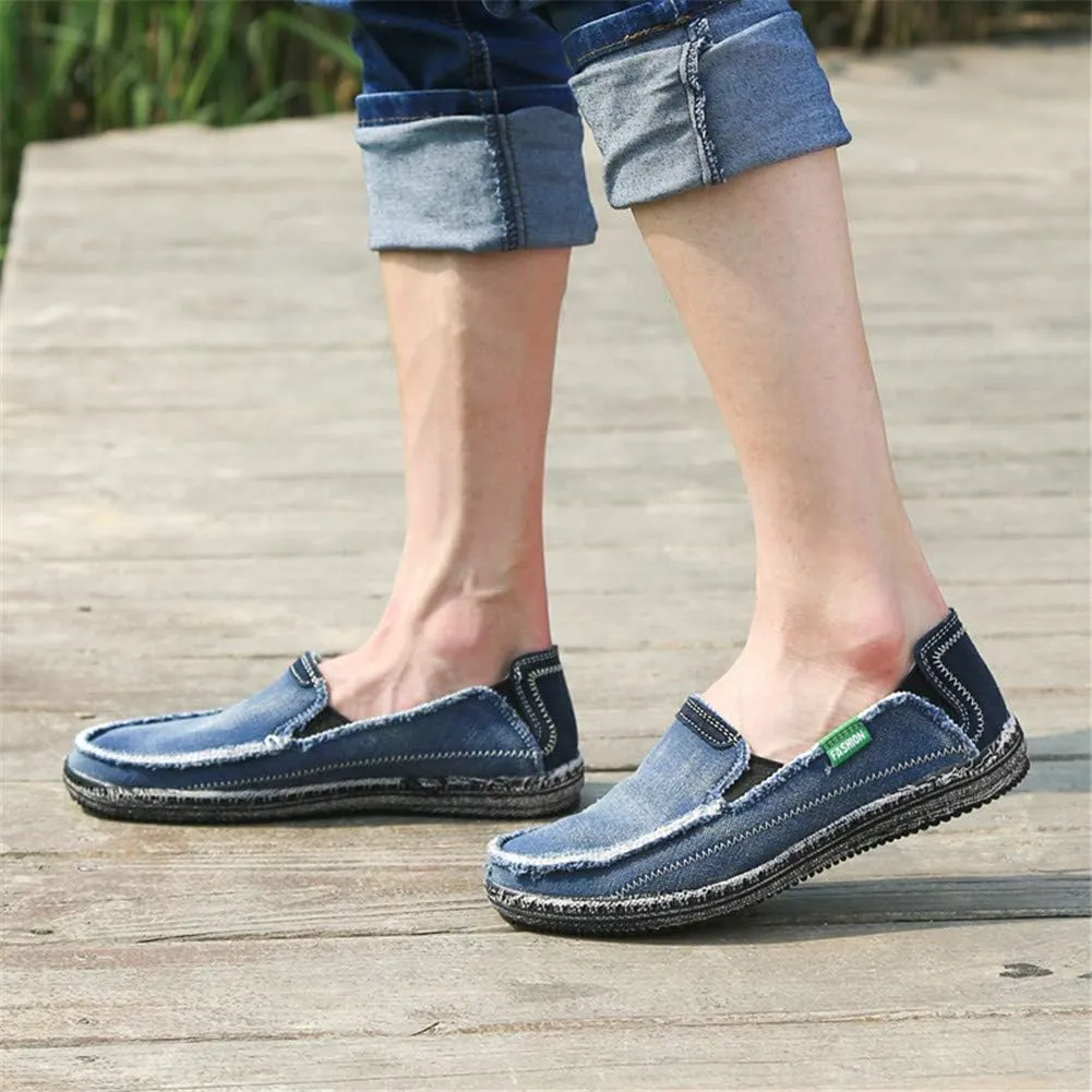LEADER SHOW Men's Casual Slip On Flat Loafers Comfortable Walking Canvas Boat Driving Shoes