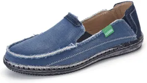 LEADER SHOW Men's Casual Slip On Flat Loafers Comfortable Walking Canvas Boat Driving Shoes