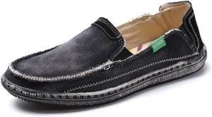 LEADER SHOW Men's Casual Slip On Flat Loafers Comfortable Walking Canvas Boat Driving Shoes