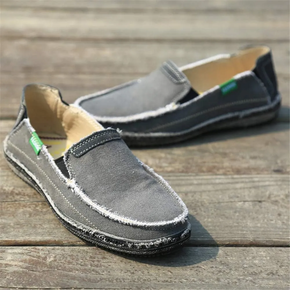 LEADER SHOW Men's Casual Slip On Flat Loafers Comfortable Walking Canvas Boat Driving Shoes