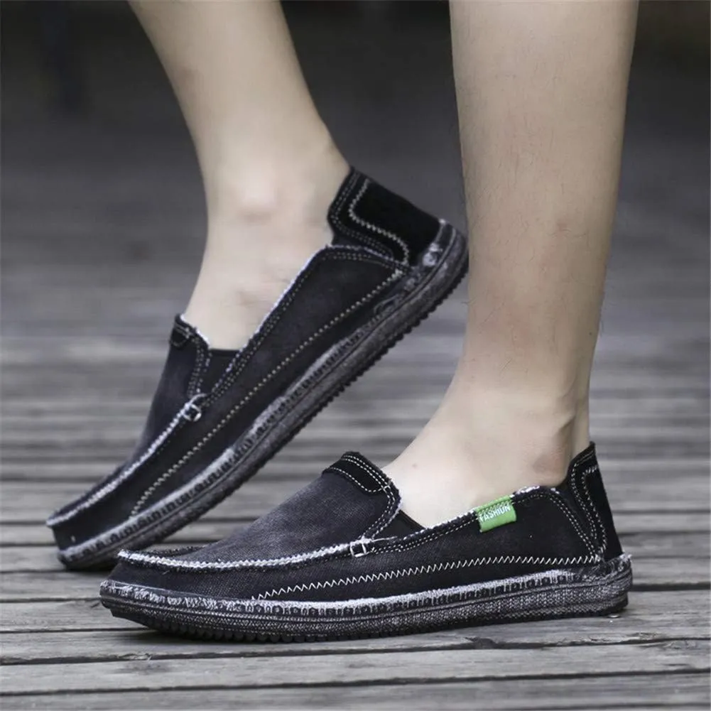 LEADER SHOW Men's Casual Slip On Flat Loafers Comfortable Walking Canvas Boat Driving Shoes