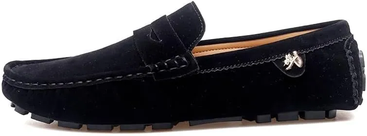 Loafers for Men Round Toe Suede Vamp Penny Driving Loafers Slip Resistant Flat Heel Comfortable Wedding Walking Slip-on