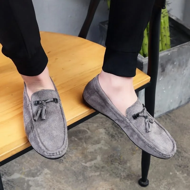 Loafers for Men Round Toe Suede Vamp with Tassel Loafer Shoes Resistant Comfortable Lightweight Prom Party Slip On